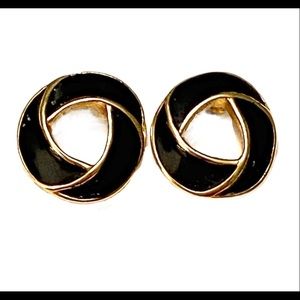 TRIFARI Vintage Black Gold Knot Earrings